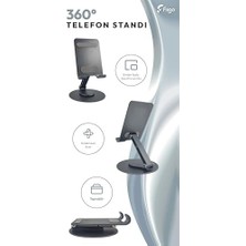 Esmo Home Telefon Standı Katlanabilir Çok Fonksiyonlu 360 Derece Dönebilen Metal Gray