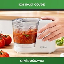 Esmo Home Kıwı KC-8217 Mini Gıda Doğrayıcı | 350 ml Kapasiteli & Paslanmaz Çelik Bıçaklı Beyaz