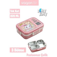 Esmo Home Vagonlife Lunch Box 820 ml Tek Kat Üç Bölmeli Sos Kaseli Yeni Nesil Sefer TASI-FFLBOX10283