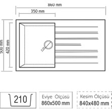 Esmo Home LX-860 Rio W Tezgah Üstü Damlalıklı Granit Eviye Beyaz
