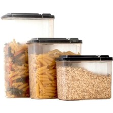 Esmo Home Deconox 3'lü Erzak Saklama Kabı 2400 x 1700 x 1200ML - 3'lü Kuru Gıda Saklama Kabı Toplam 5300ML