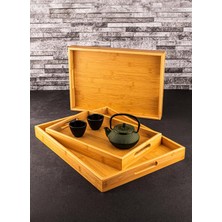 Esmo Home Bambum Marbella 3'lü Bambu Desen Tepsi