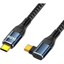 Esmo Home Type C To Type C 2 Metre 90 Derece Açılı 240W Ultra Hızlı Şarj Kablosu Ayt-02