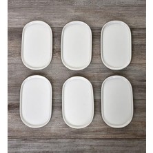 Esmo Home Beyaz Seramik Sunum Tabağı Seti 6'lı Beyaz, Modern Minimalist Tasarım, Restoran ve Ev Kullanımı Için Ideal