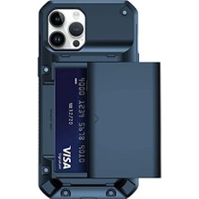 Esmo Home Labs 14 Pro Max Slide Armor Sürgülü Kart Hazneli Koruyucu Kılıf (Mavi)