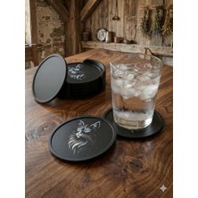 Esmo Home Kedi Figürlü Modern Tasarım 6'lı Bardak Altlığı Seti (Plastik Kutulu)