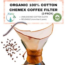 Esmo Home (2 Adet) Yıkanabilir, Kumaş Chemex Kahve Filtresi AĞARTILMAMIŞ%100 Ham Pamuk, Organik, Ekolojik Filtre Chemex (C.2)