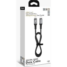 Esmo Home 100W Type-C To Type-C Kumaş Örgü Kablo, 20V/5A, 1.2 Metre Hızlı Şarj ve Data Kablosu, 20GBPS/4K 60Hz