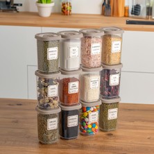Esmo Home Porsima 1061 Döner Kapaklı Etiketli Baharatlık Seti - 12'li Cappuccino Kapaklı 350 cc