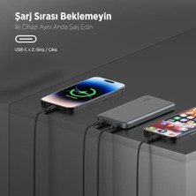 Esmo Home Bix PB113 10000MAH Pd 20W Çift Usb-C Portlu Hızlı Şarj Destekli Taşınabilir Metal Powerbank Koyu Gri