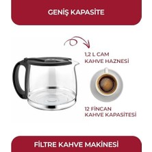 Esmo Home Sinbo SCM-2938 Filtre Kahve Makinesi 12 Fincan / 1.2 Litre Kapasite | Damlatmaz Özellik | Termostatlı Isıtma | Cam Demlik | Ofis ve Ev Için