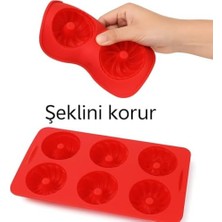 Esmo Home Vıvaluxe 6 Hazneli 2 Adet Silikon Kek Kalıbı, Avrupa Sınıfı Yivli Mini Kek Tavası, Kırmızı, Gıda Sınıfı Yapışmaz Silikon, Fda Lfgb Onaylı, Jöle ve Kek Pişirme Için