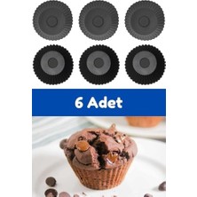 Esmo Home Antrasit Silikon Mini Brownie ve Muffin Kalıbı, 7x3 Cm, Cupcake Kalıbı, Bpa Içermez, 6 Adet