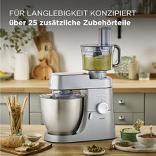 Esmo Home Kenwood Chef Xl Mutfak Şefi Silver KVL4100S - 1200 Watt, 6,7 Litre, Stand Mikser, Hamut Yoğurma Makinesi, Sıçrama Önleyici Kapak, 3 Hazne Içi Aparatı (K-Çırpıcı, Balon Çırpıcı, Hamur Kancası)