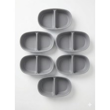 Esmo Home 6'lı Iki Bölmeli Çerez Tabağı Seti - 17.5 cm Kırılmaz Plastik Çerezlik ve Mezelik - Bpa Içermez, Derin Dondurucuya Uygun (Yeşil/gri) (Gri)