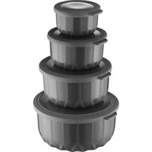 Esmo Home Vip Ahmet Vakumlu Saklama Kabı, Gri 4'lü Diamond 3 L + 2 L + 1 L + 0, 5 L