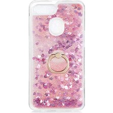 Esmo Home Oppo Ax7 ile Uyumlu Kılıf Içi Sıvılı Yüzüklü Kapak Pembe