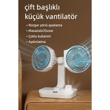 Esmo Home Coverzone Çift Başlı Taşınabilir USB Şarjlı Fan, LED Gece Lambası ve 5000MAH Pil ile Uzun Çalışma Süresi, Ayarlanabilir Hız ve 270° Dönebilir Kafalar, Ev, Ofis, Kamp Için Ideal (CZ-01X - Beyaz)