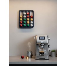 Esmo Home Nespresso Uyumlu Kapsül Kahve Standı - 20 Kapsül Kapasiteli Duvara Monte Kapsül Tutucu ve Düzenleyici Organizer, Mat Siyah
