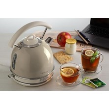 Esmo Home Ariete Vintage Dom Su Isıtıcı Bej 2877/03 - Retro Kettle, 2000 Watt, 1,7 Litre, Kablosuz 360° Dönebilen Taban, Su Seviye Göstergesi, Çıkarılabilir Kireç Önleyici Filtre