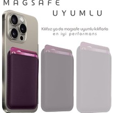 Esmo Home 17/16/15/14/13/12 Serisi Için Cüzdan Magsafe ile Uyumlu Telefona Tam Oturan Güçlü Manyetiği ile Sıkı Tutuş Sağlayan ve Düşme Yapmayan Mıknatıslı Pu Deri Cüzdan Kartlık (Derin Mor)