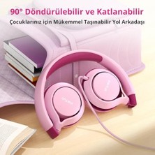 Esmo Home S1 Kablolu Kulaküstü Çocuk Kulaklık - Ayarlanabilir Kafa Bandı - Okul/seyahat/erkek/kız Çocuklar/bilgisayar/tablet Için Taşınabilir - Pembe