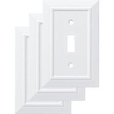 Esmo Home W35241V-PW-C Klasik Mimari Tek Anahtarlı Duvar Plakası/anahtar Plakası/kapak, Beyaz, 3'lü Paket