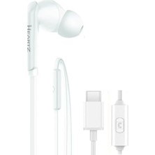 Esmo Home Kalın Silikon Kablolu Type C Kulaklık Tüm Typec Çıkışlı Cihazlara Uyumlu Tak Çalıştır Tak Kullan Bluetooth Gerekmez Mükemel Ses Bass Tiz Mikrofon Aaa Kalite !!! TC21 Beyaz