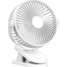 Esmo Home Masaüstü Şarjlı Fan Klipsli 360 Derece Dönebilen Vantilatör Soğutucu Klima Mandallı Beyaz
