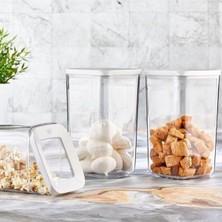 Esmo Home Vip Ahmet Vakumlu Kare Saklama Kabı 3 Adet 1200 Ml, Beyaz