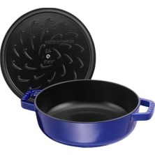 Esmo Home Staub Braisers Chistera Yağmur Efektli Kapaklı Döküm Tencere, 28 Cm, Mavi