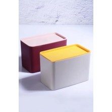 Esmo Home Rotanev 2 Adet Dikdörtgen 2 Litre Kapaklı Üst Üste Istiflenebilir Saklama Kabı