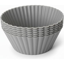 Esmo Home Silikon Muffin Kalıbı, Düz – 6’lı Paket Isıya Dayanıklı Yapışmaz Renkli (1, Gri)