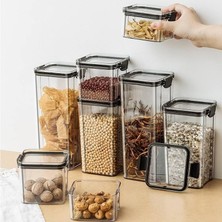Esmo Home Deconox Akrilik Kilitli Kare Saklama Kabı 500ML 3 Adet, 500ML 3'lü Kilitli Saklama Kabı