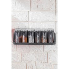 Esmo Home 6’lı Standlı Kaşıklı Baharatlık Seti – Duvara ve Tezgaha Uygun, 300 ml Kapasiteli, Etiketli Şeffaf Baharat Kutuları, Kaşıklı Düzenleyici Stand