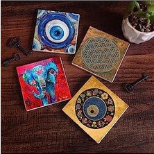 Esmo Home Nazar, Yaşam Çiçeği, Fil Taş Bardak Altlığı Seti - 4 Parça - Dekoratif, Rustik Mutfak Aksesuarı, 10X10 Cm, Kaydırmaz Tabanlı, Şık ve Dayanıklı SC477