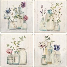 Esmo Home Coasterstone "birch'te Çiçek" Emici Bardak Altlığı (4'lü Set), 10,16 Cm, Çok Renkli