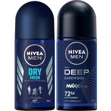 Esmo Home Men Erkek Roll On Deodorant Dry Fresh 72 Saat Anti-Perspirant Koruma, Ekstra Kuruluk, 50 ml ve Men Erkek Roll On Deodorant Deep Dimension 72 Saat Anti-Perspirant Koruma (50 Ml)