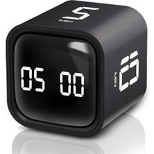 Esmo Home Gt-1 Pomodoro Zamanlayıcı Küp, Flip Timer, Öğrenci Ders Çalışma Saati, 5/10/30/60 Dk & Özel Geri Sayım, USB Şarjlı, Sessiz/titreşimli Alarm, Mutfak Kronometresi - Siyah