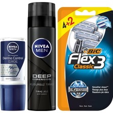 Esmo Home Men Erkek Roll-On Deodorant Derma Control Clinical 50 ml + Tıraş Jeli Deep Dimension 200ML + Bıc 3 Erkek Tıraş Bıçağı 6'lı Blister (3 Bıçak)