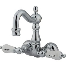 Esmo Home Pirinç CC1074T1 3 – 3/8 Inç Center Bacak Küvet, Porselen Tutma Kolu Dahil, Krom Kaplama