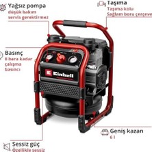 Esmo Home Professional Akülü Kompresör Sılenzo 18/160 Power X- (18 V, Maks. 8 Bar, 6 L Tank, 160 L/dakika Emiş Kapasitesi, Basınç Göstergesi, Yağsız, Daha Sessiz, Aküsüz)