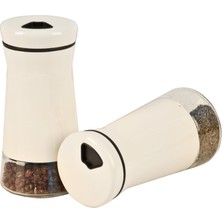 Esmo Home Setabıanca STAG-602 Kitchen Tuzluk Biberlik Seti Krem, 6X6X12CM