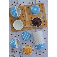 Esmo Home 50'li Büyük Boy Xl Açık Mavi Puantiyeli Muffin Cupcake Kalıbı Jumbo Kek Kapsülü, Airfryer Uyumlu