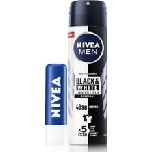 Esmo Home Men Erkek Sprey Deodorant & Invisible Original 150ML ve Original Care Renksiz Dudak Kremi