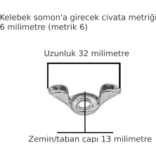 Esmo Home Kelebek Somun Çok Amaçlı Somon Civata Somunu Sac Somun 6 Adet Metrik 6