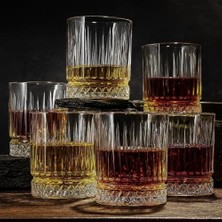 Esmo Home 6’lı Çizgili Kristal Cam Viski Bardağı Seti – 370 ml (12.5 Oz), Şık ve Kalın Tabanlı Cam Bardaklar, Su – Meşrubat – Kokteyl – Viski Için Uygun
