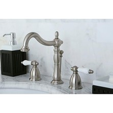 Esmo Home KB1978PL Porselen Kol Saplı Yaygın Lavabo Bataryası, Fırçalanmış Nikel
