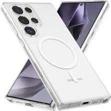 Esmo Home - Galaxy S24 Ultra ile Uyumlu Kılıf Kamera Korumalı Magsafe ile Uyumlu Şarj Özellikli Şeffaf Pc Kapak - Şeffaf