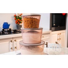 Esmo Home Lüks Bronz Saklama Kabı 3'lü Set Yuvarlak Orta Boy
